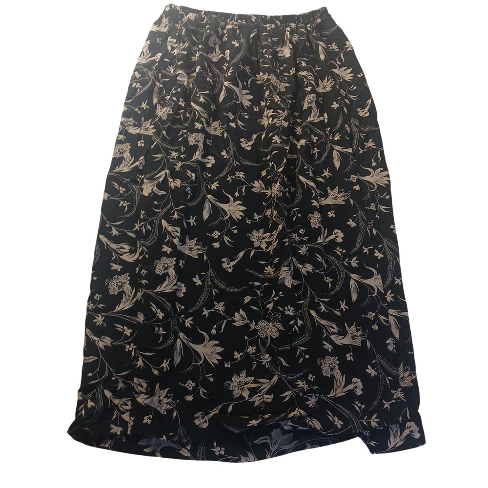 Carole Little VTG Floral Rayon Wrap Midi Skirt Size 8 USA Made 90s Cottagecore